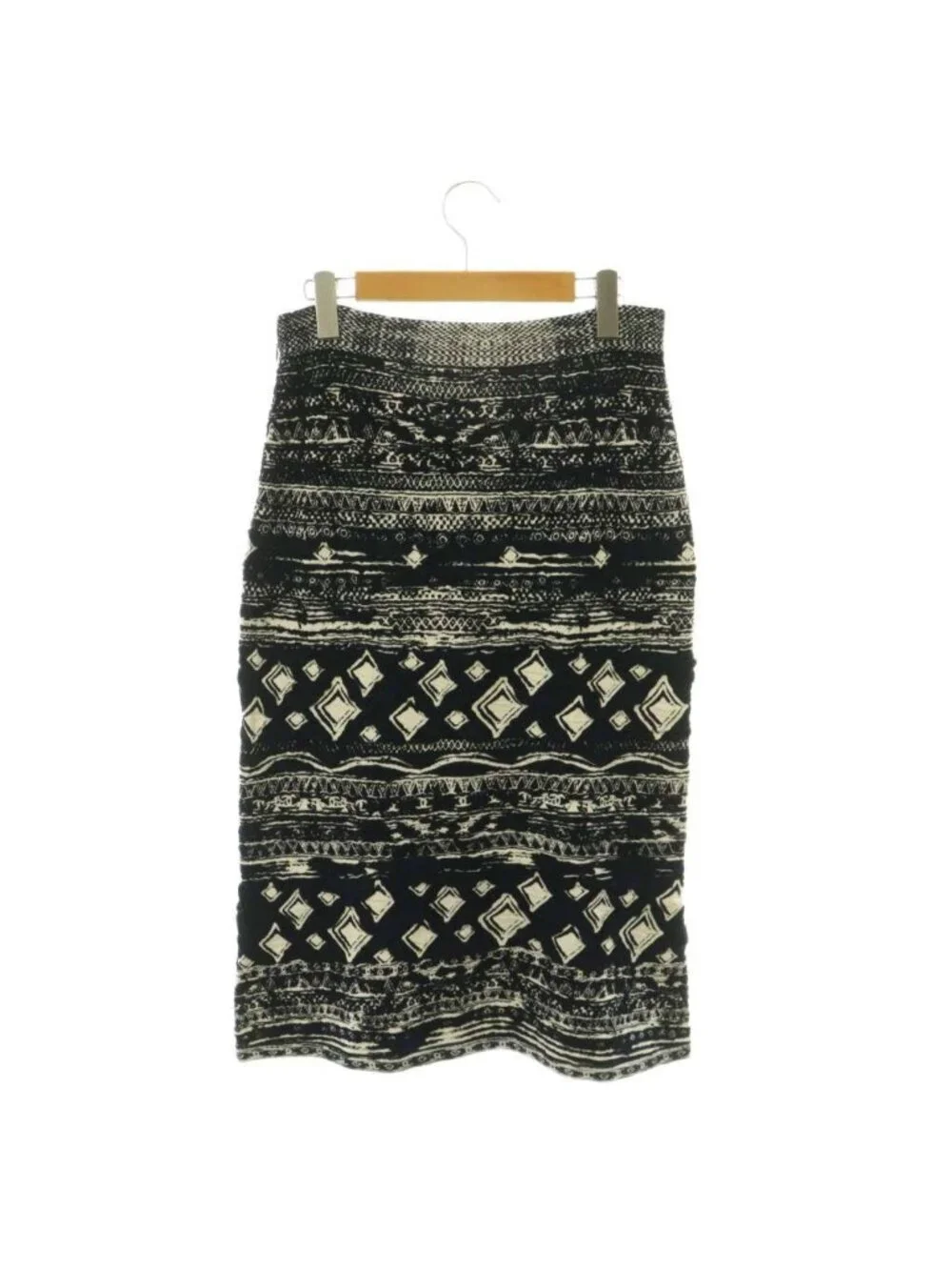 Chanel All Over Pattern CC Logo Cles Knit Skirt Tight Jacquard All 38 Navy